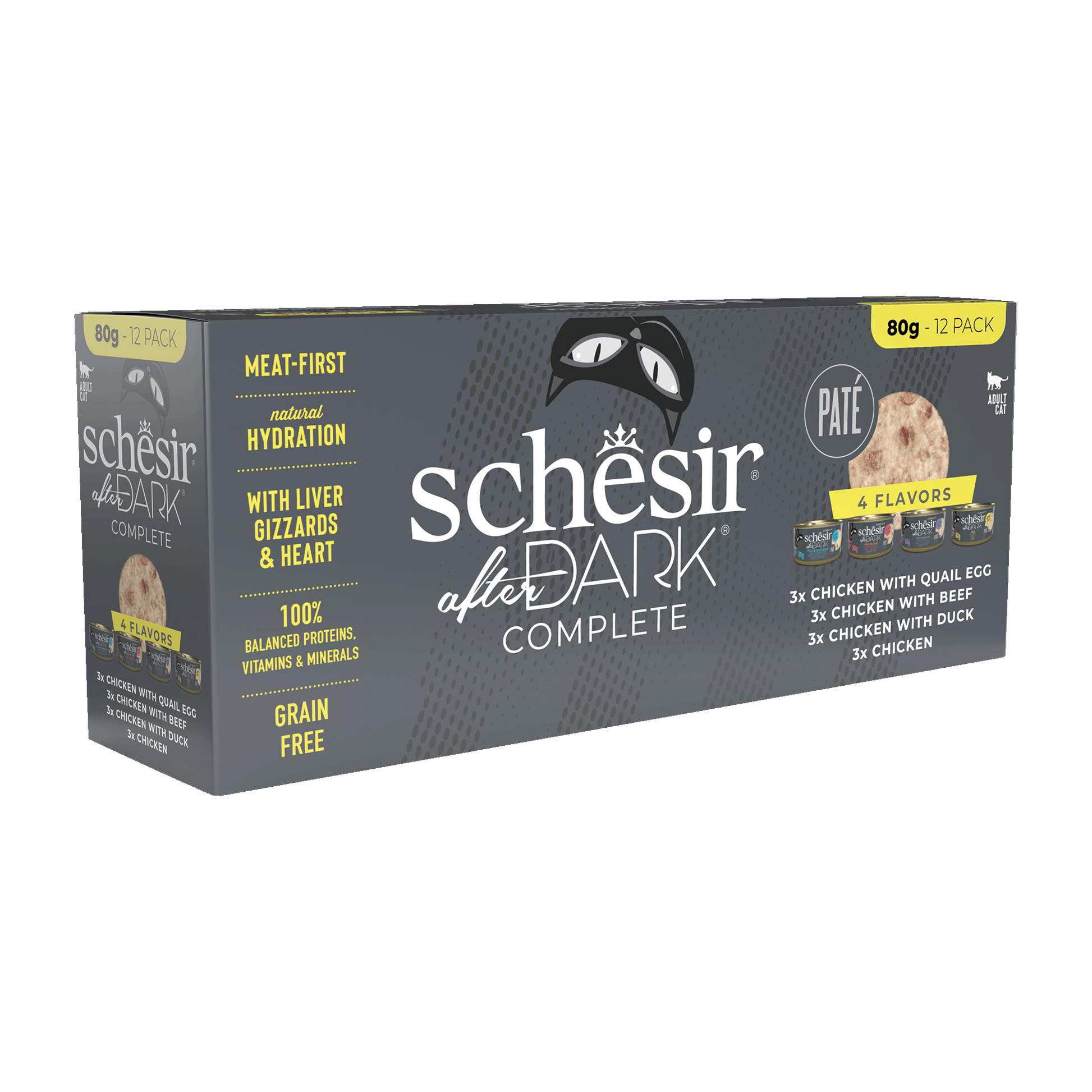 Schesir After Dark Variatiepack Paté in Blik – Natvoer – 12 × 80 g
