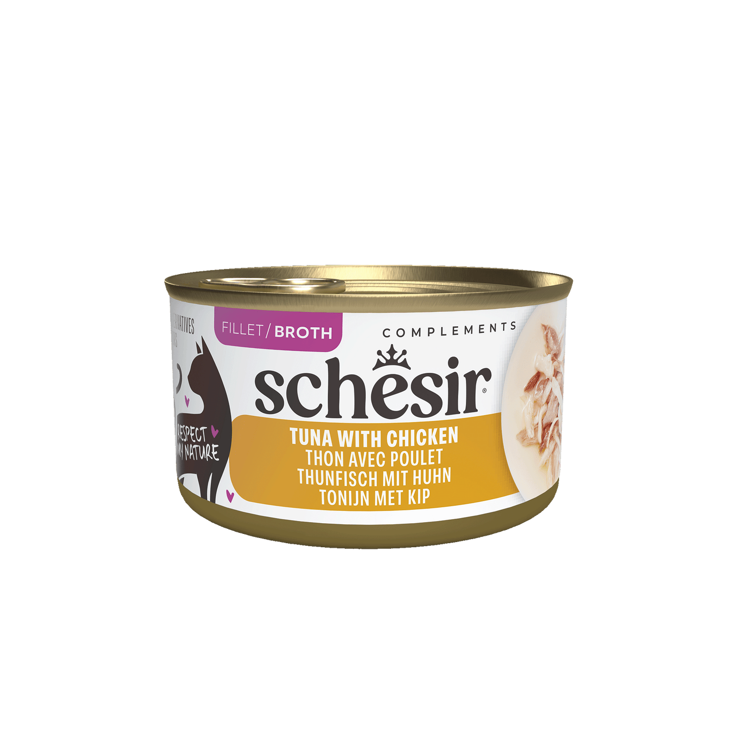 Schesir Complementary Bouillon Tonijn & Kip in Blik – Natvoer – 70 g