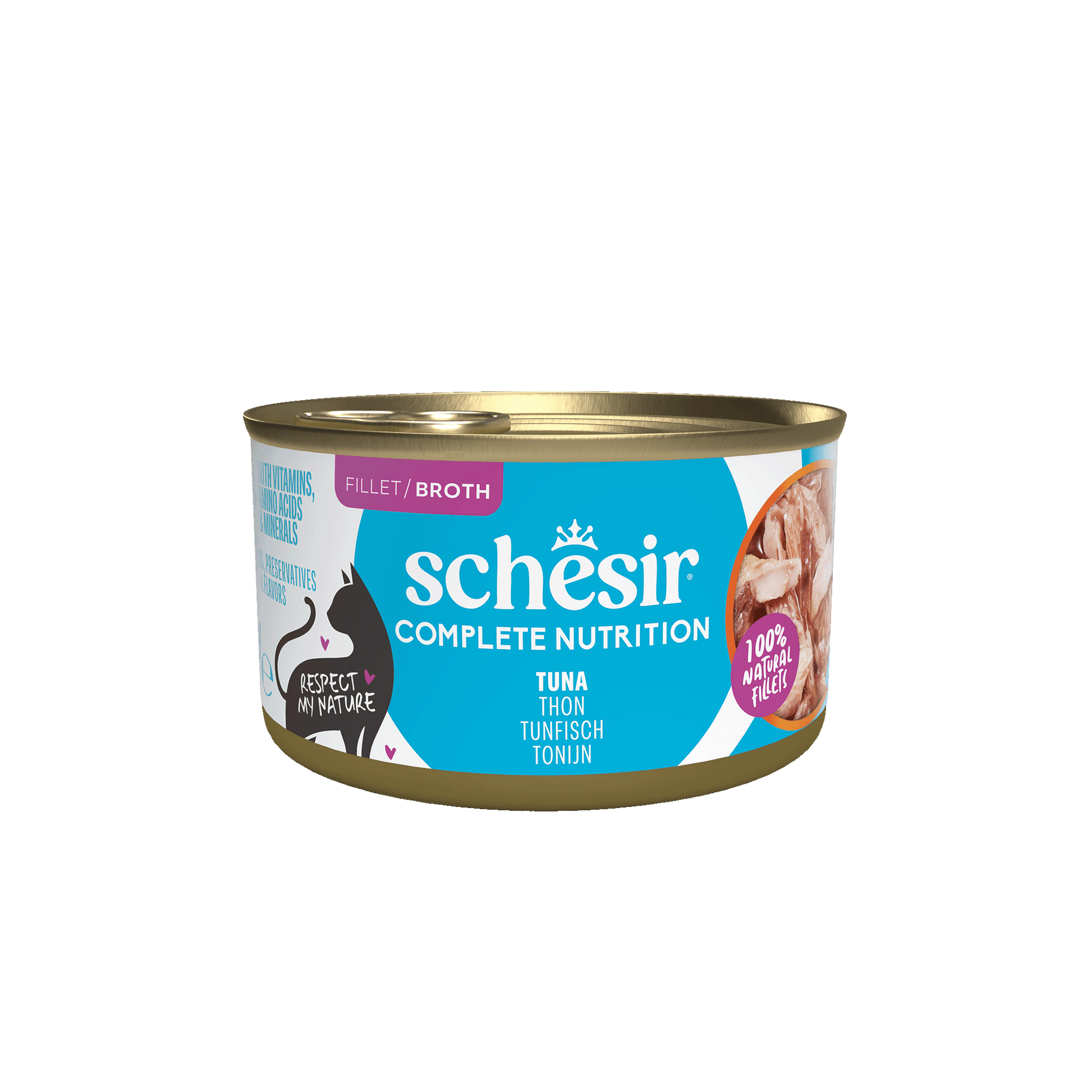 Schesir Complete & Balanced Bouillon Tonijn in Blik – Natvoer – 85 g