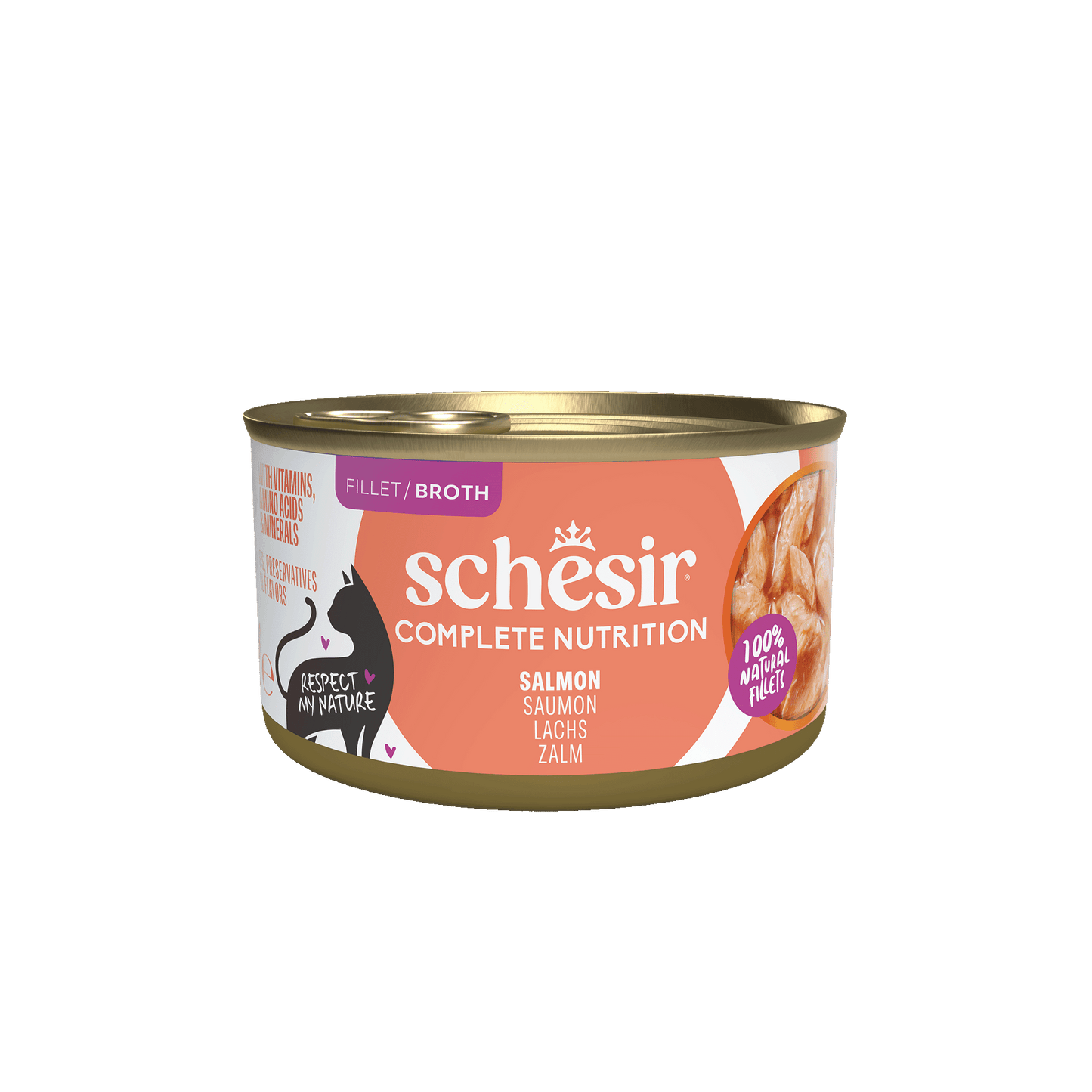 Schesir Complete & Balanced Bouillon Zalm in Blik – Natvoer – 85 g