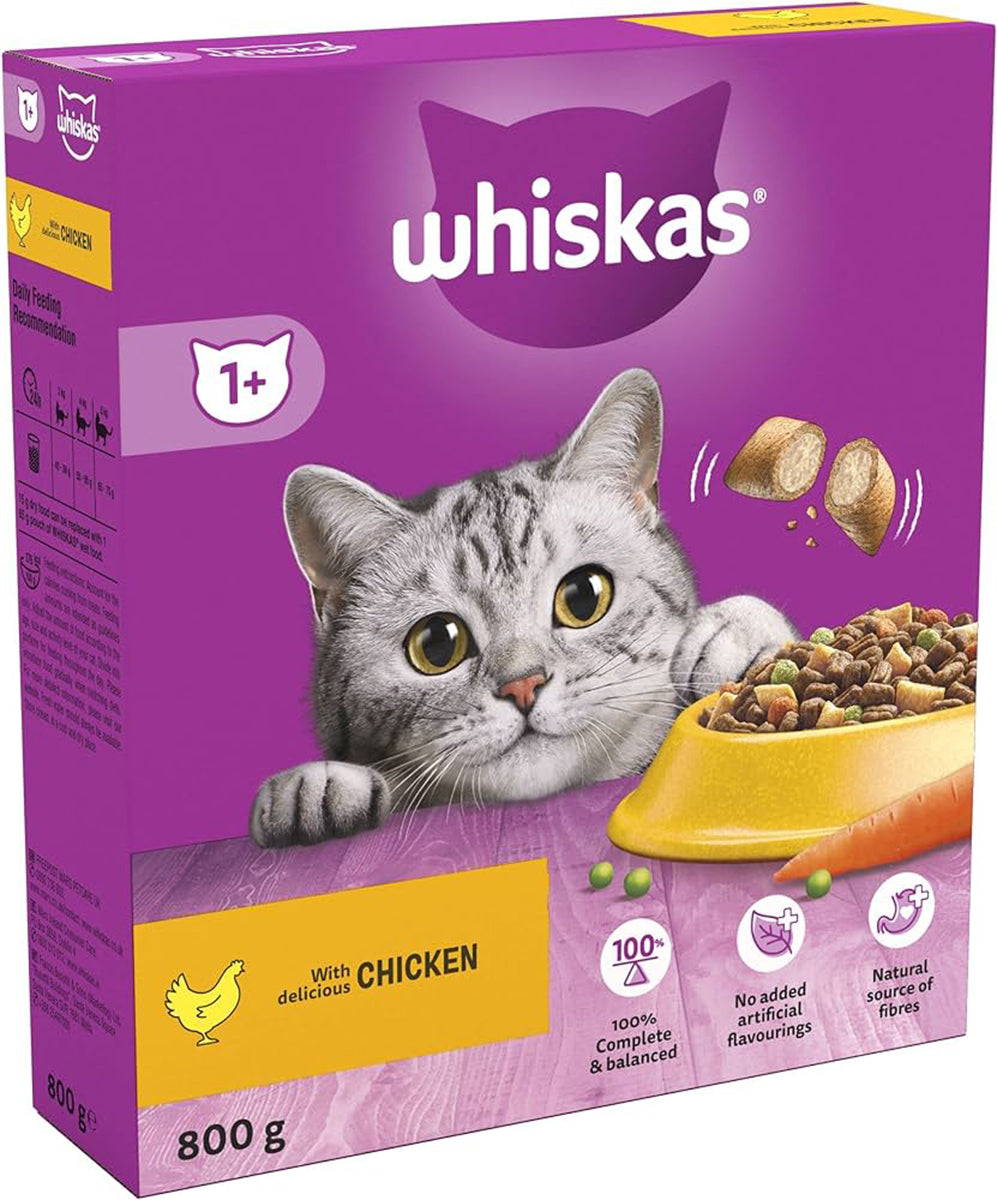 Whiskas 1+ kip droogvoer – kattenbrokken voor volwassen katten