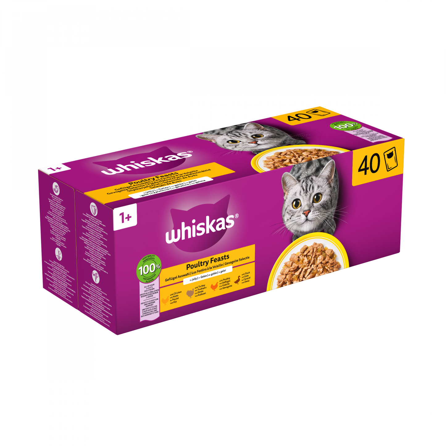 Whiskas 1+ gevogelte selectie in gelei 40x85 g maaltijdzakjes