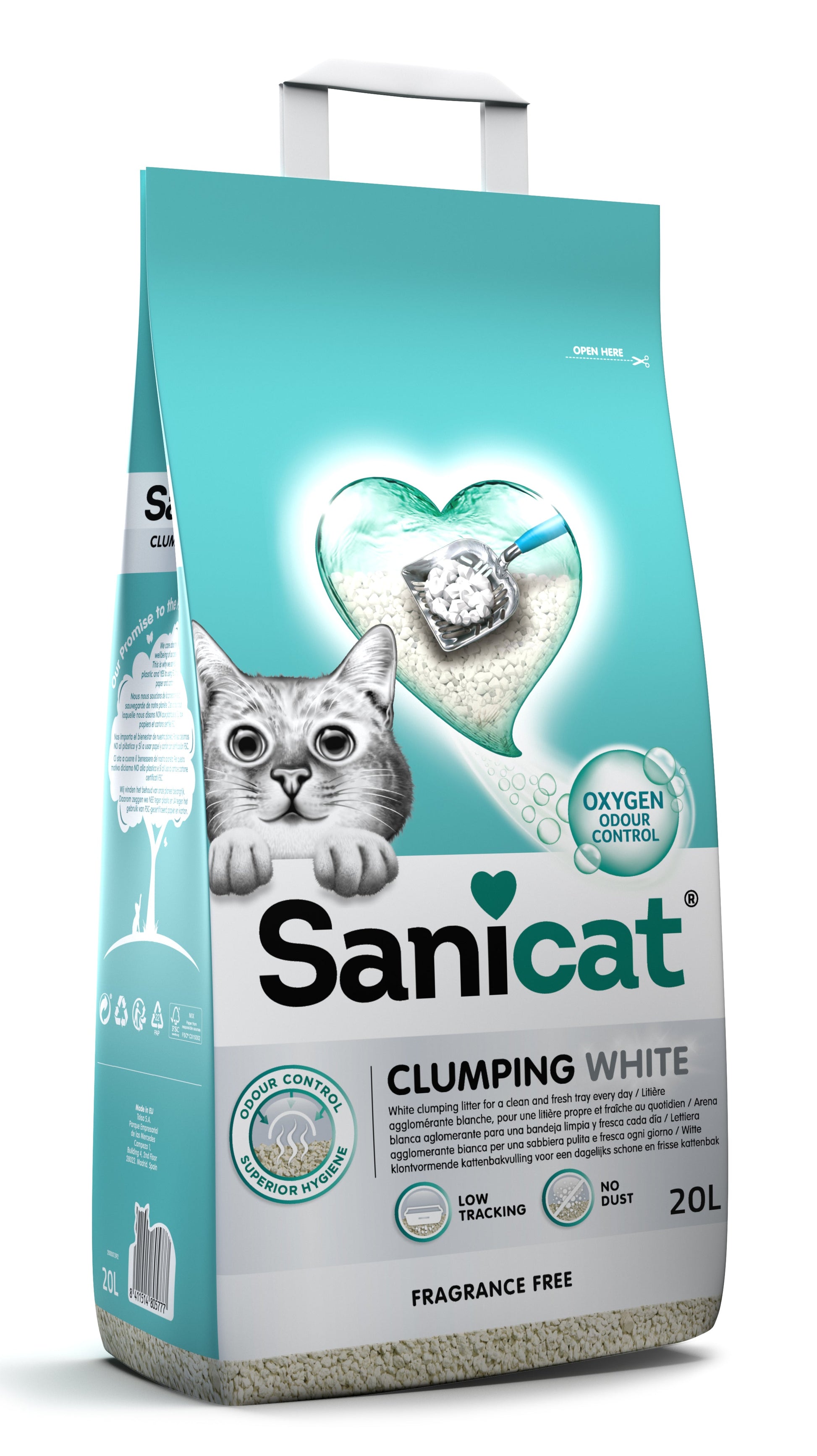 Sanicat Clumping White Fragrance Free – 20 L