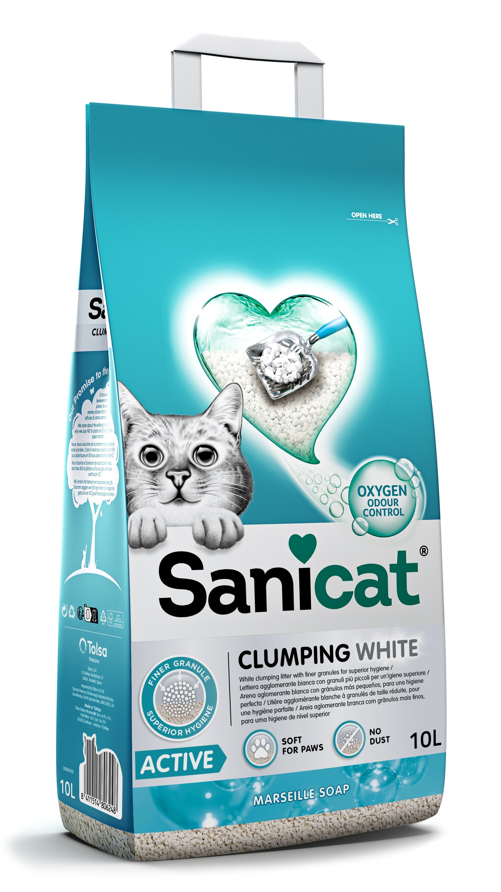 Sanicat Clumping White Active Marseille Soap – 10 L