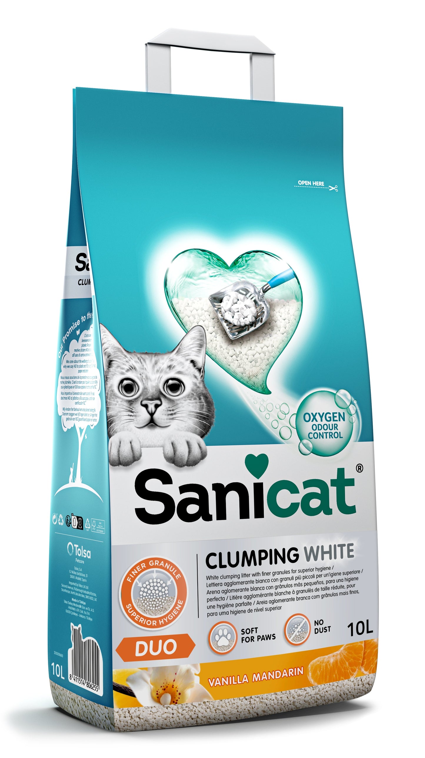 Sanicat Clumping White Duo Vanilla & Mandarin – 10 L
