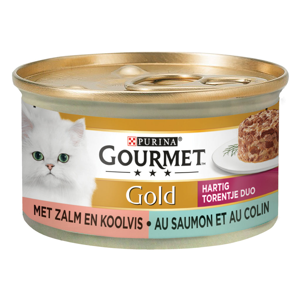 Gourmet Gold Blik Hartig Torentje Zalm – Nat Kattenvoer – 85 g