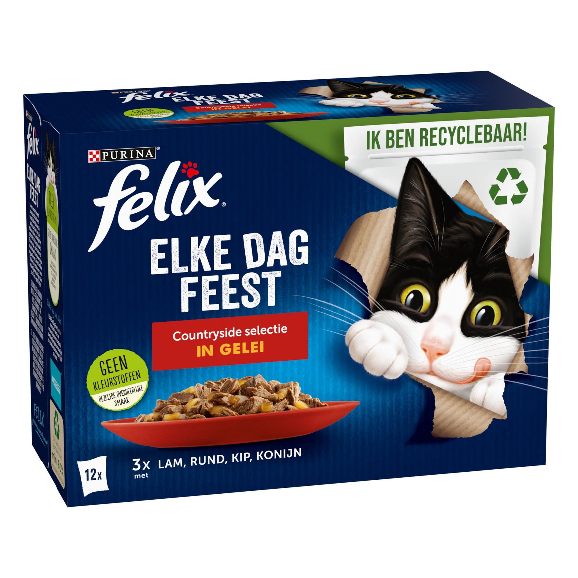 Felix Elke Dag Feest countryside selectie in gelei 12x85gr kattenvoer