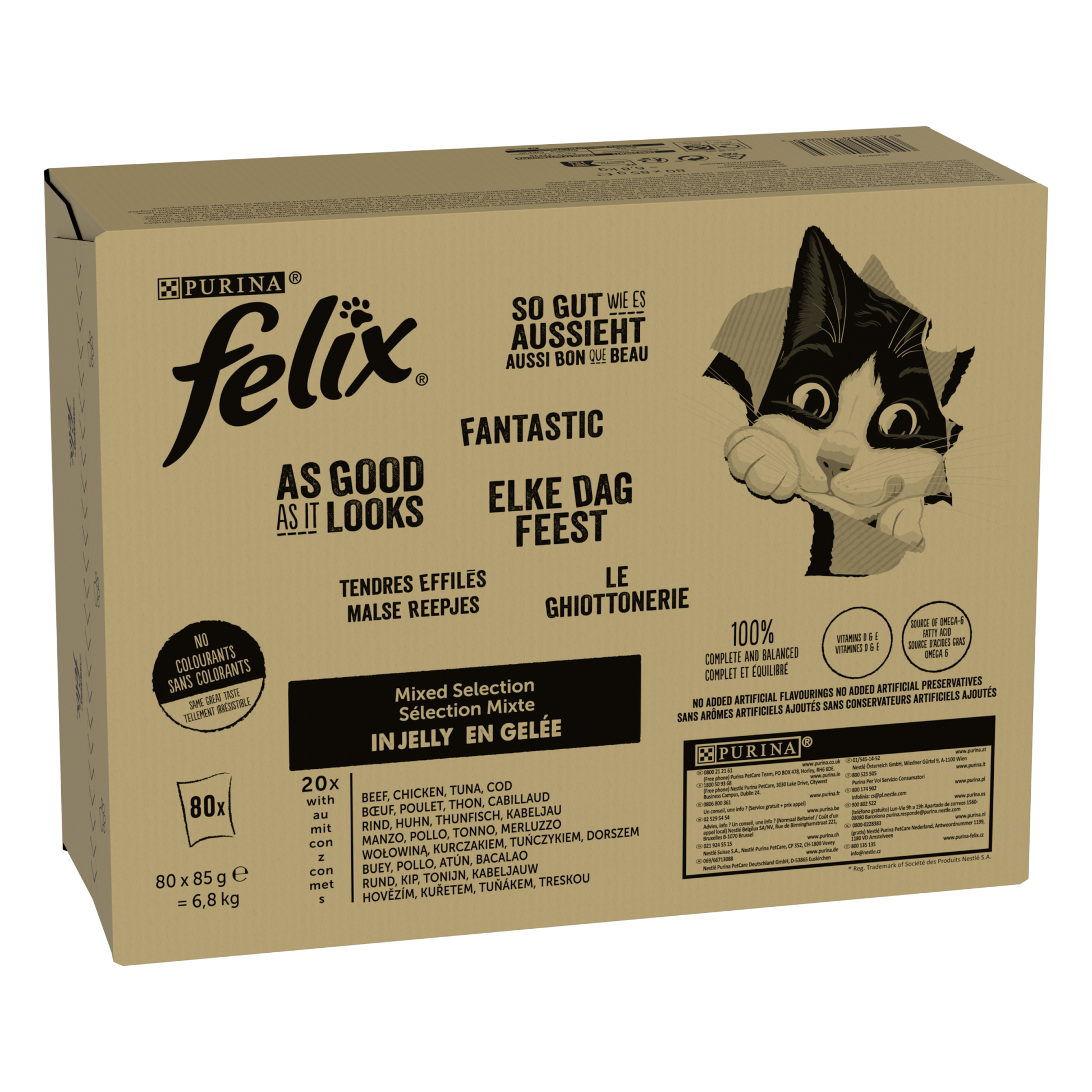 Felix Elke Dag Feest mix selectie in gelei 80x85gr kattenvoer