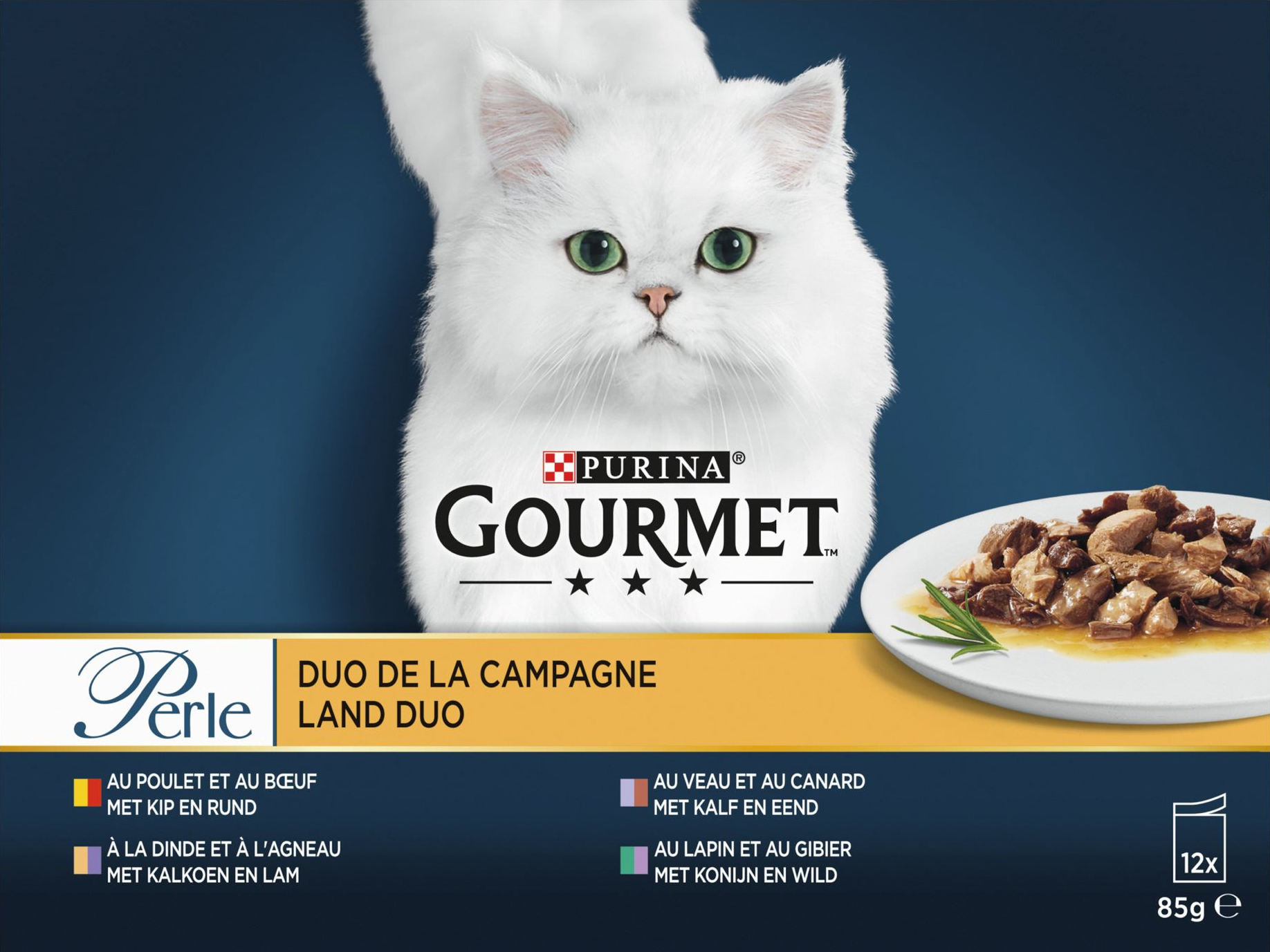 Gourmet Perle Duo vlees in saus – nat kattenvoer 12x85g