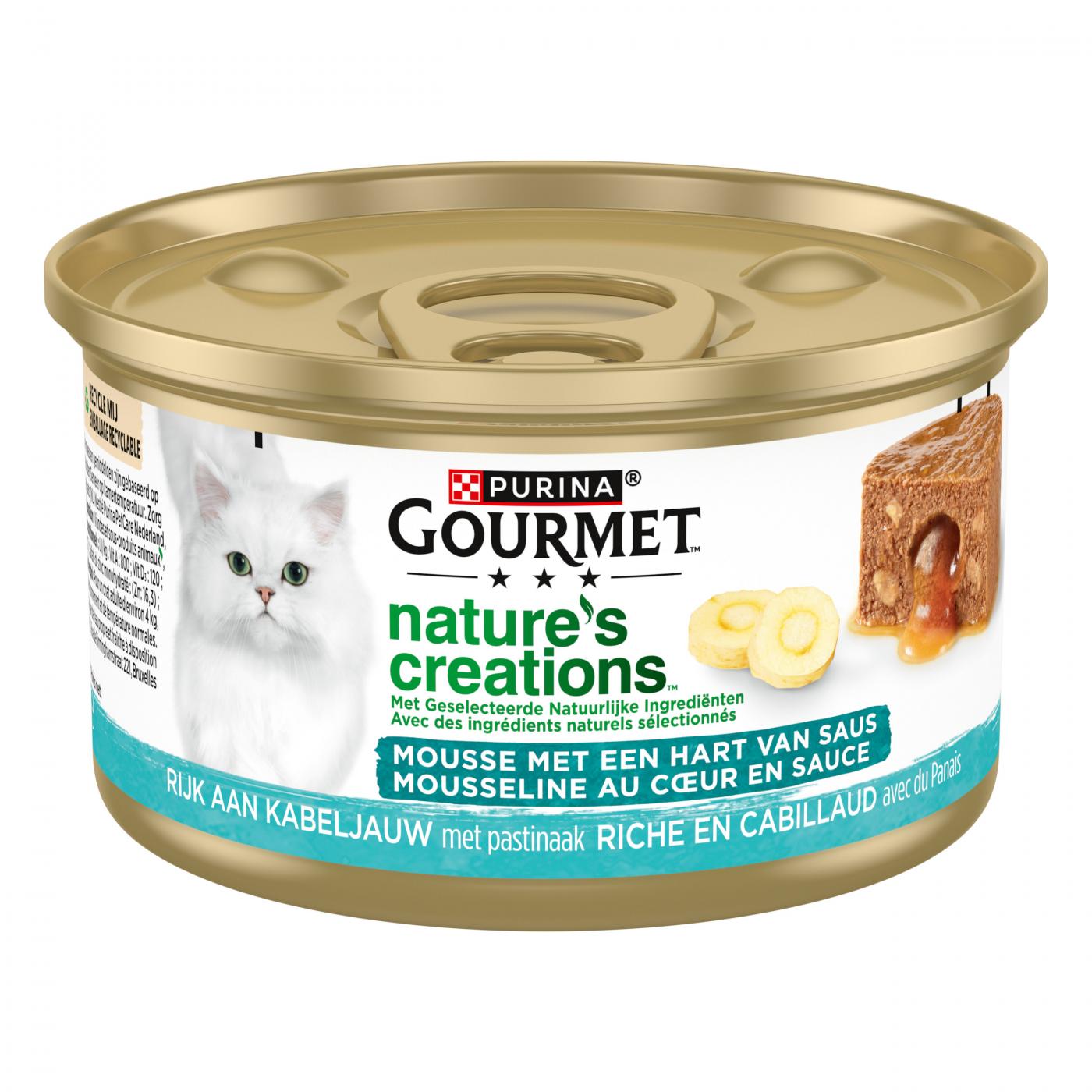 Gourmet Nature’s Creations Mousse met Saus Kabeljauw 85gr natvoer voor katten met zachte mousse