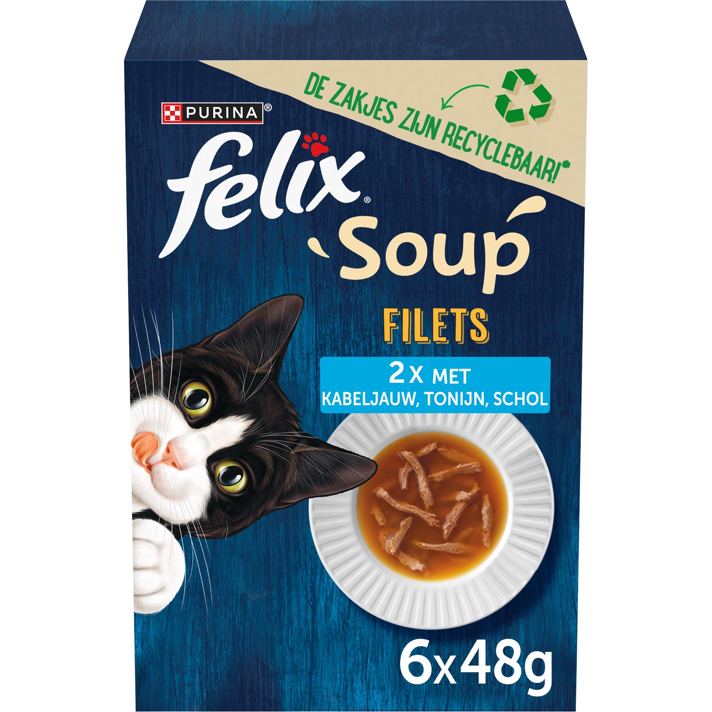 Felix Soup Tender Strips Vis – kattensoep met visreepjes 6x48g
