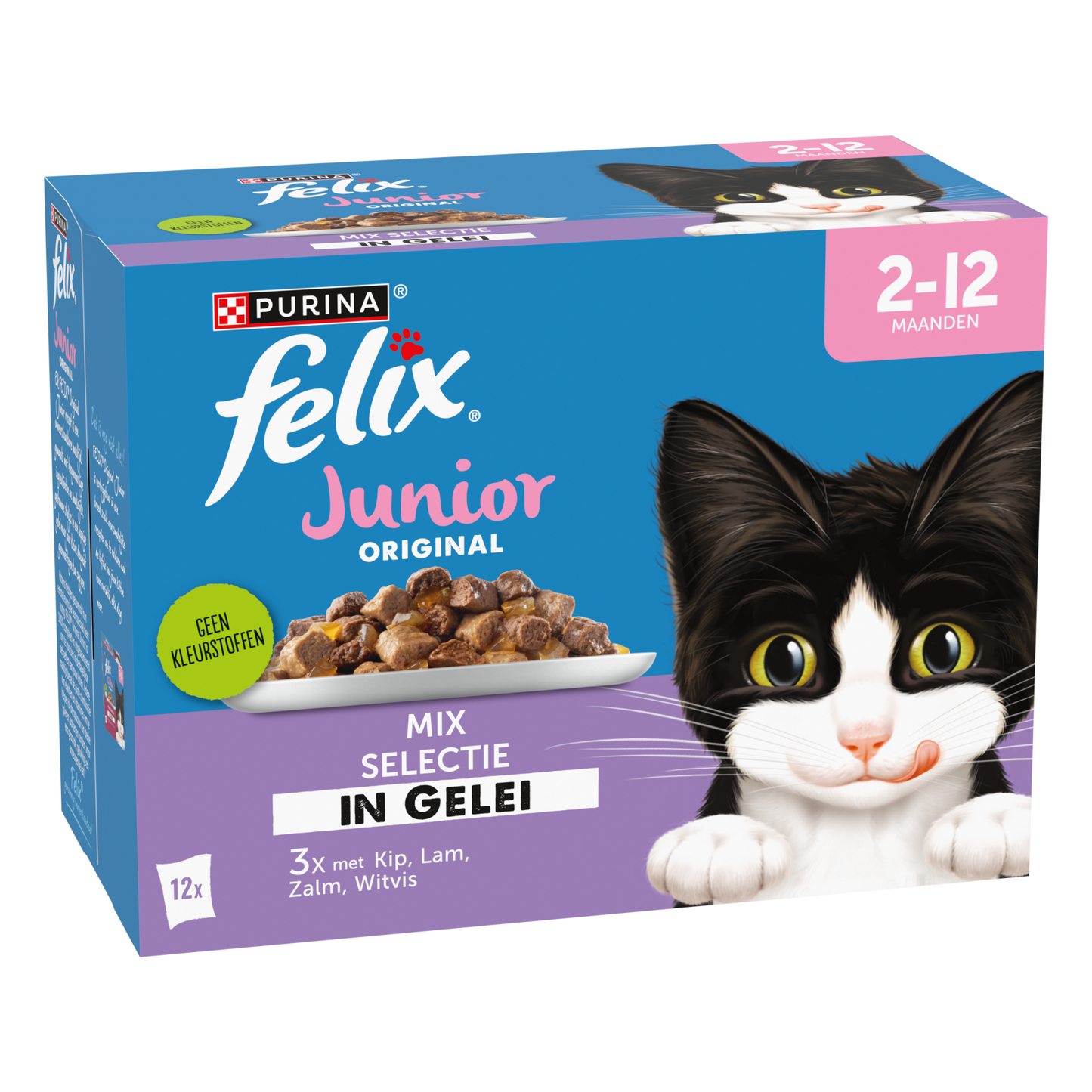Felix Original Junior Mix Selectie – nat kittenvoer in gelei 12x85g