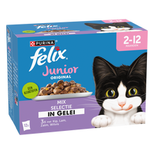 Felix Original Junior Mix Selectie – nat kittenvoer in gelei 12x85g