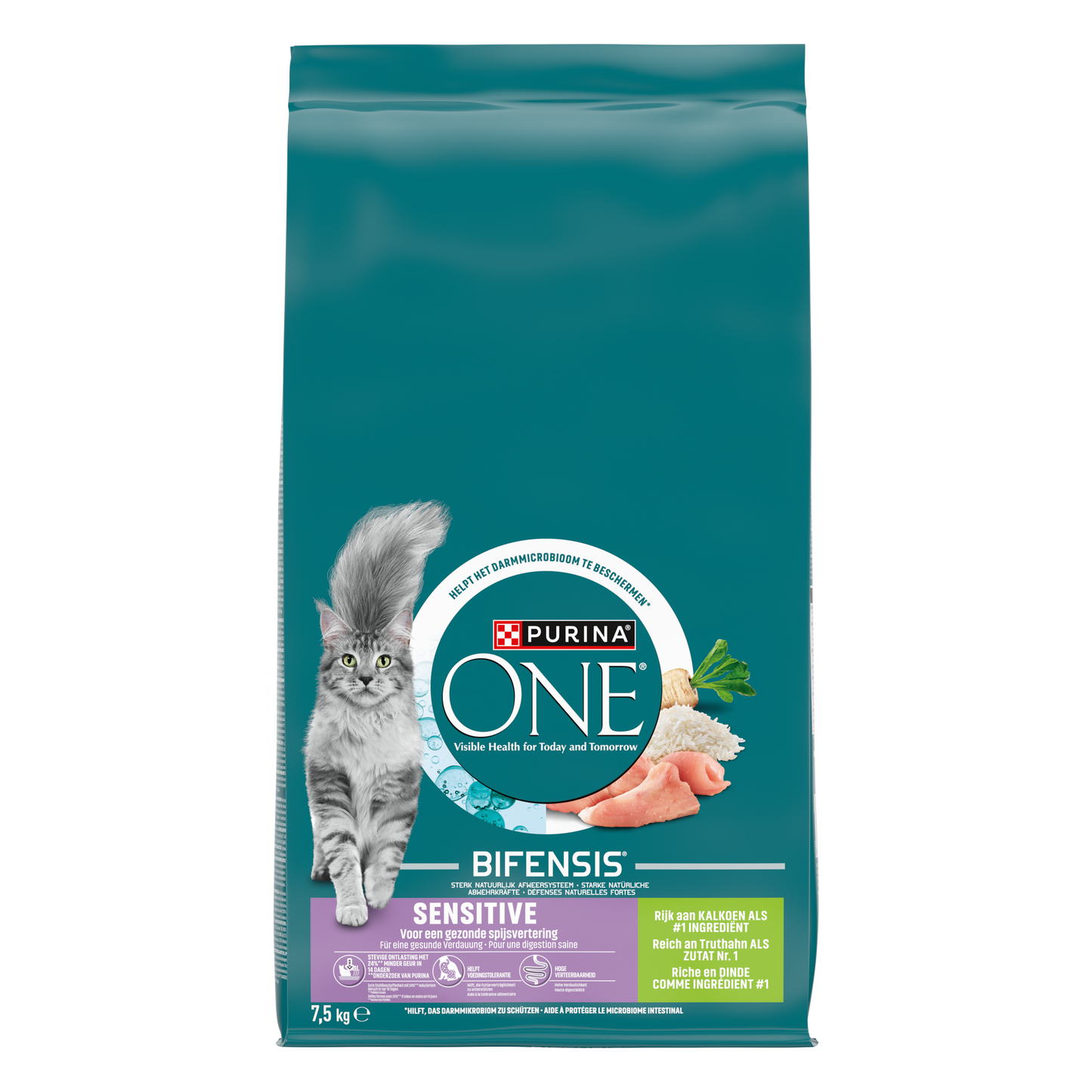 Purina ONE Sensitive Kalkoen voor Volwassen Katten – Droog Kattenvoer – 7,5 kg