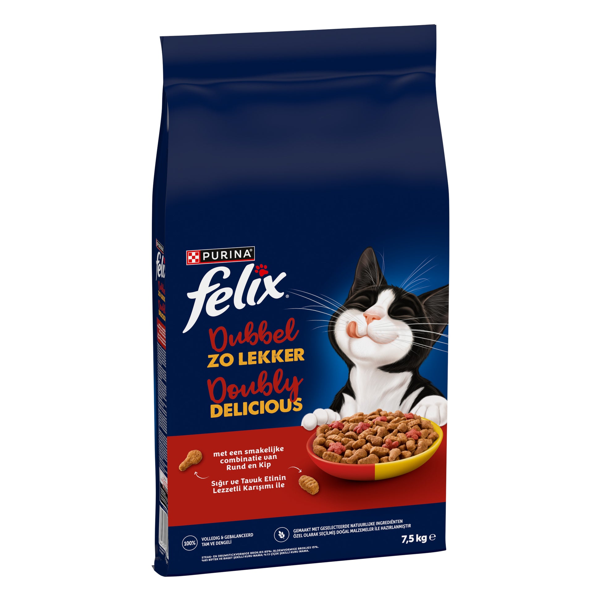 Felix Dubbel Zo Lekker rund en kip – droog kattenvoer 7,5kg