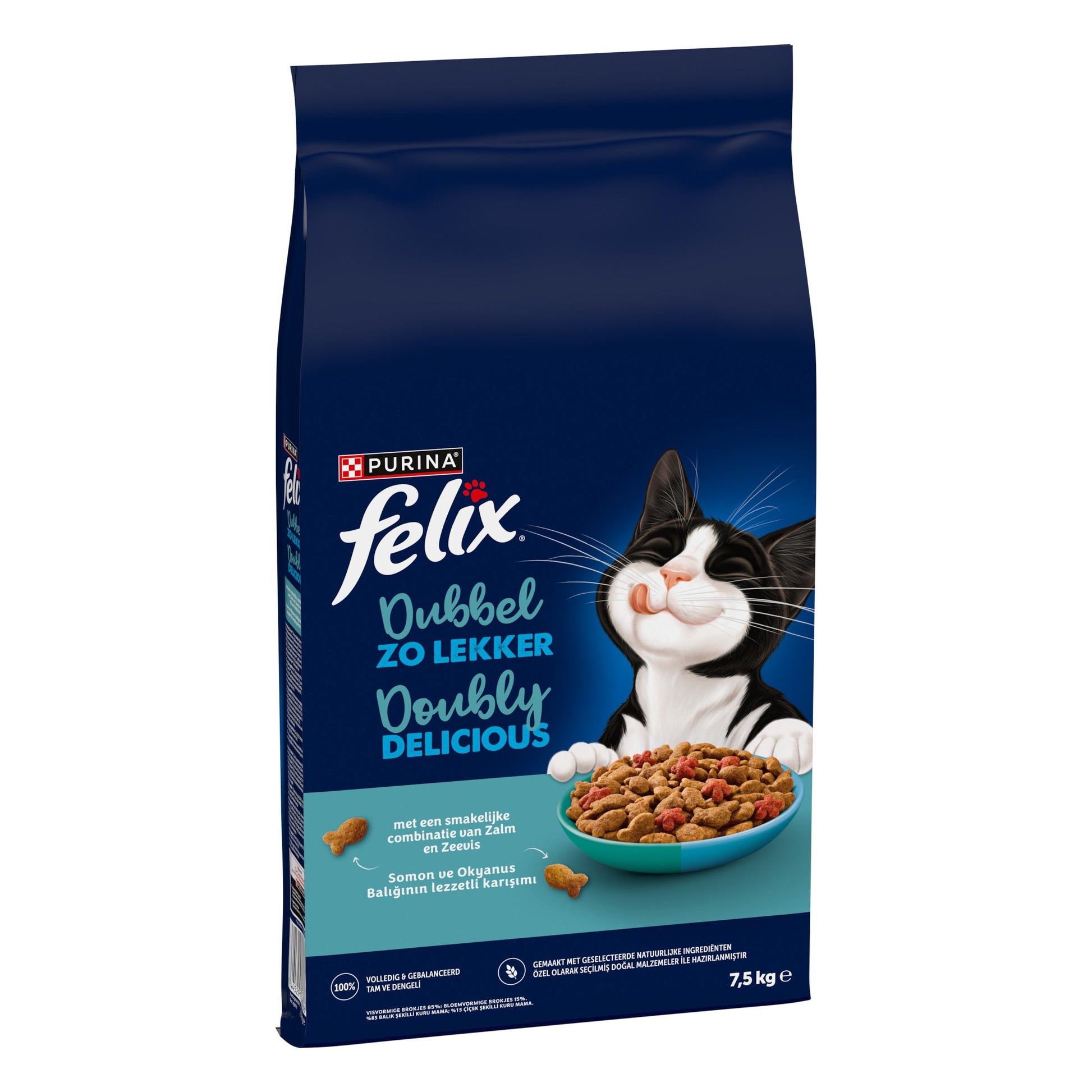 Felix Dubbel Zo Lekker zalm en zeevis 7,5 kg droog kattenvoer