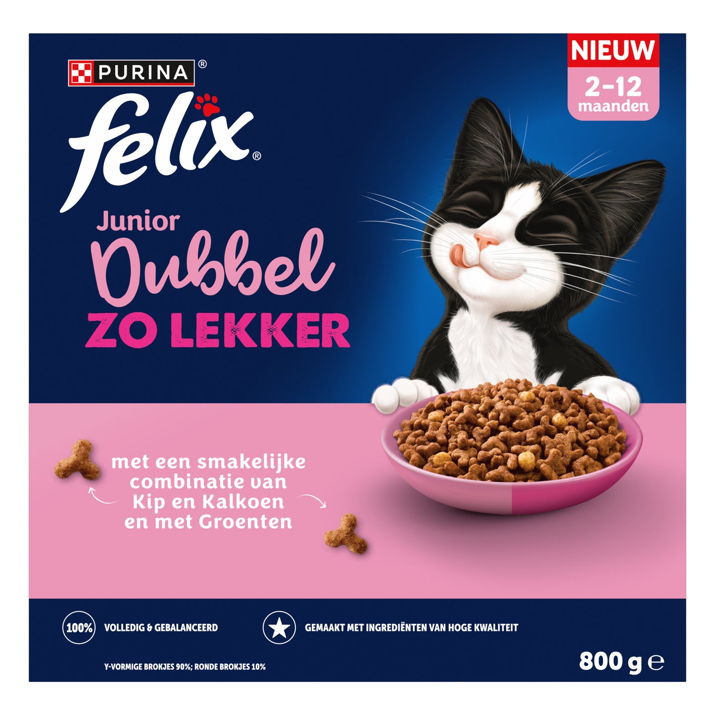 Felix Dubbel Zo Lekker Junior kip – droog kattenvoer 800g