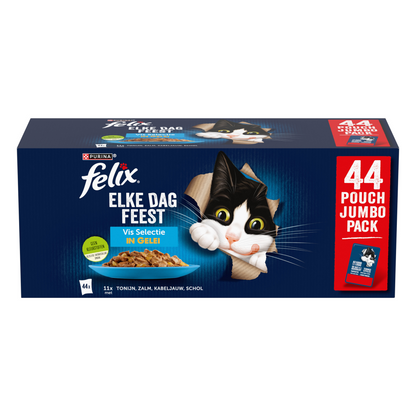 Felix Elke Dag Feest vis selectie gelei 44x85gr kattenvoer