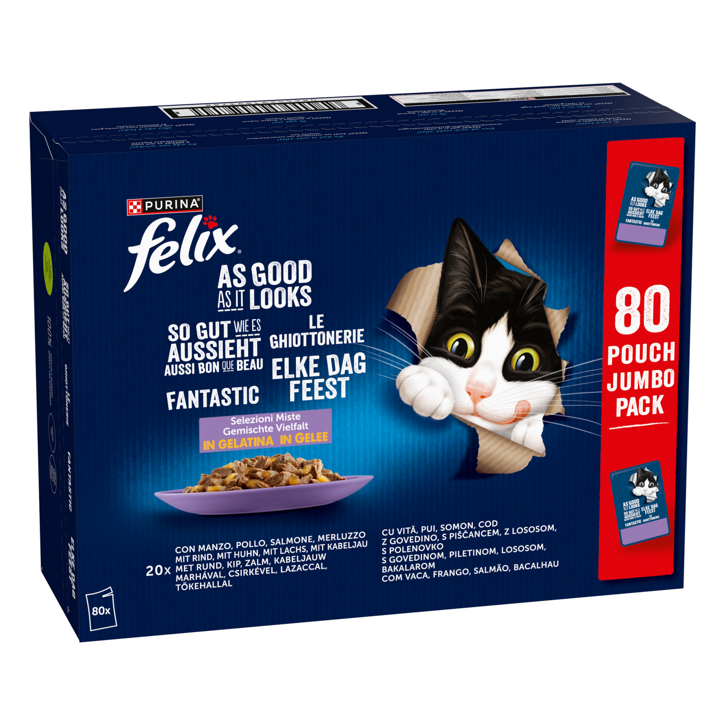 Felix Elke Dag Feest mix selectie in gelei 80 x 85 g kattenvoer
