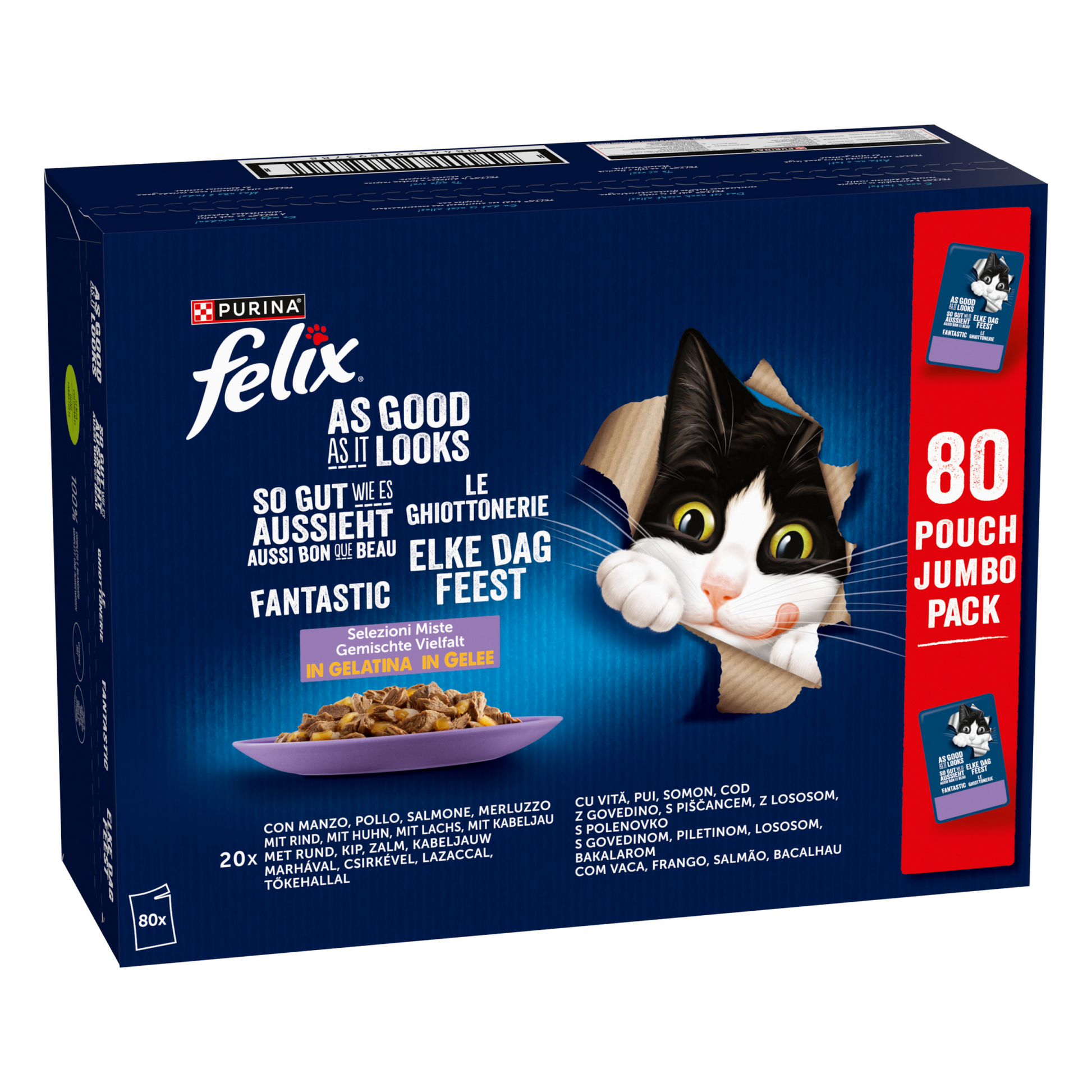 Felix Elke Dag Feest mix selectie in gelei 80 x 85 g kattenvoer