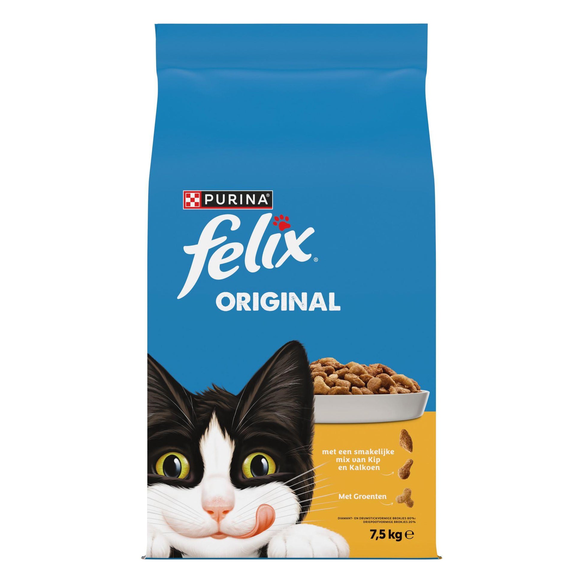 Felix Original kip en kalkoen 7,5kg droog kattenvoer