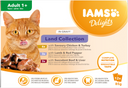 IAMS Delights Maaltijdzakje Adult Vlees Selectie Saus Multipack – Nat Kattenvoer – 12 x 85 g