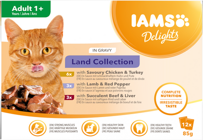 IAMS Delights Adult Vlees Selectie in saus 12 x 85 g