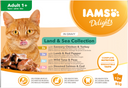 IAMS Delights Maaltijdzakje Adult Vlees & Vis Selectie Saus Multipack – Nat Kattenvoer – 12 x 85 g