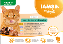 IAMS Delights Maaltijdzakje Adult Vlees & Vis Selectie Saus Multipack – Nat Kattenvoer – 12 x 85 g