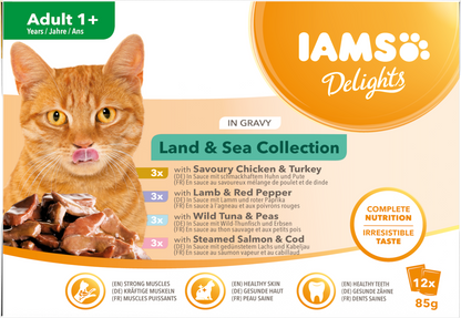 IAMS Delights Adult Vlees & Vis Selectie in saus 12 x 85 g