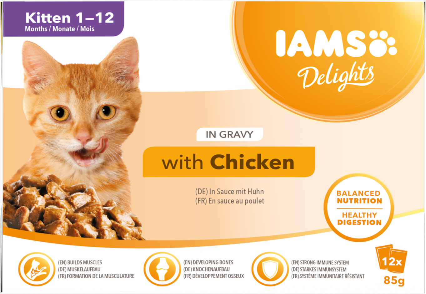IAMS Delights Kitten Kip in saus 12 x 85 g