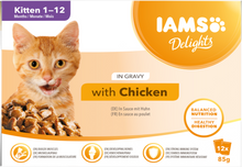 IAMS Delights Maaltijdzakje Kitten Kip Saus Multipack – Nat Kattenvoer – 12 x 85 g
