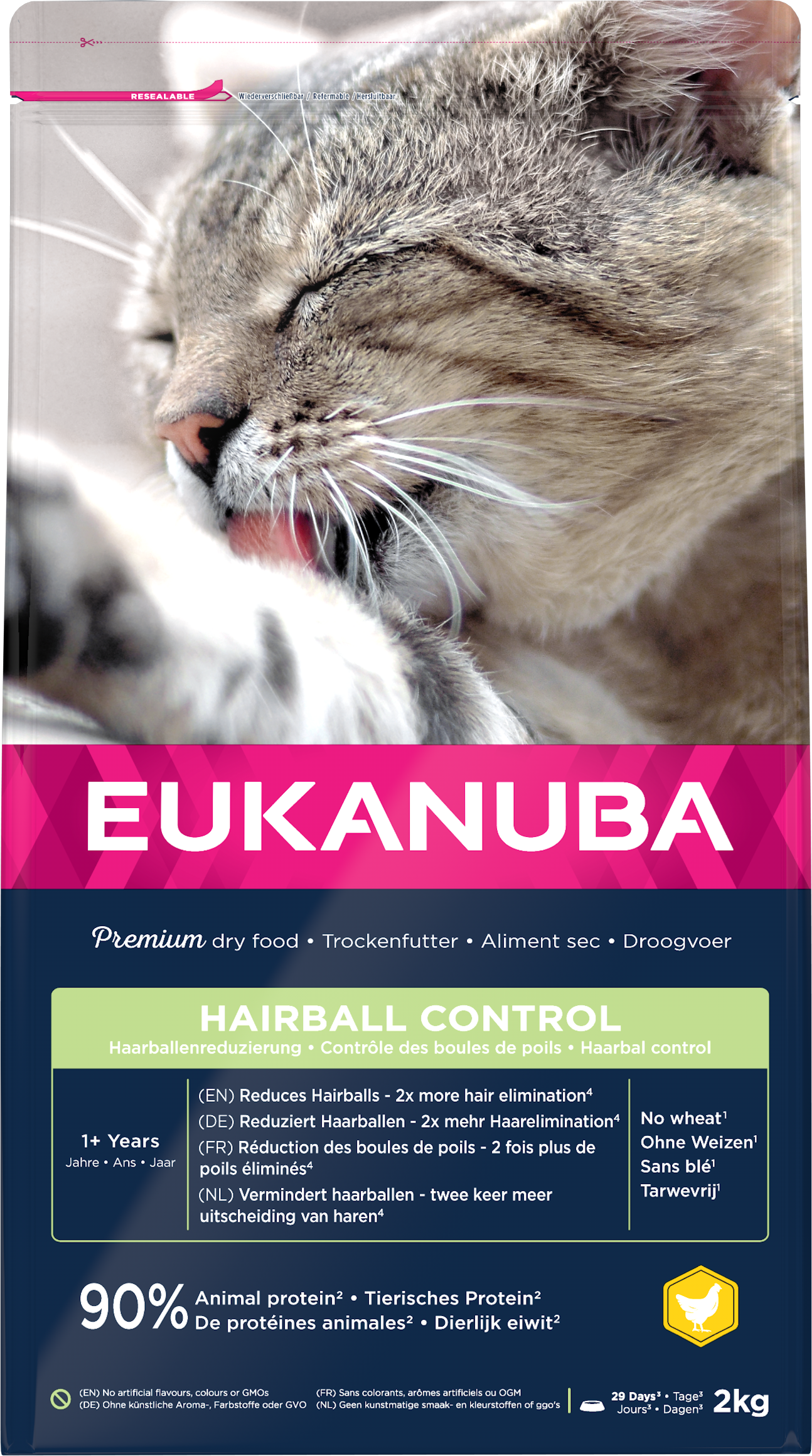 Eukanuba Adult Haarbalcontrole Kip – Droog Kattenvoer – 2 kg