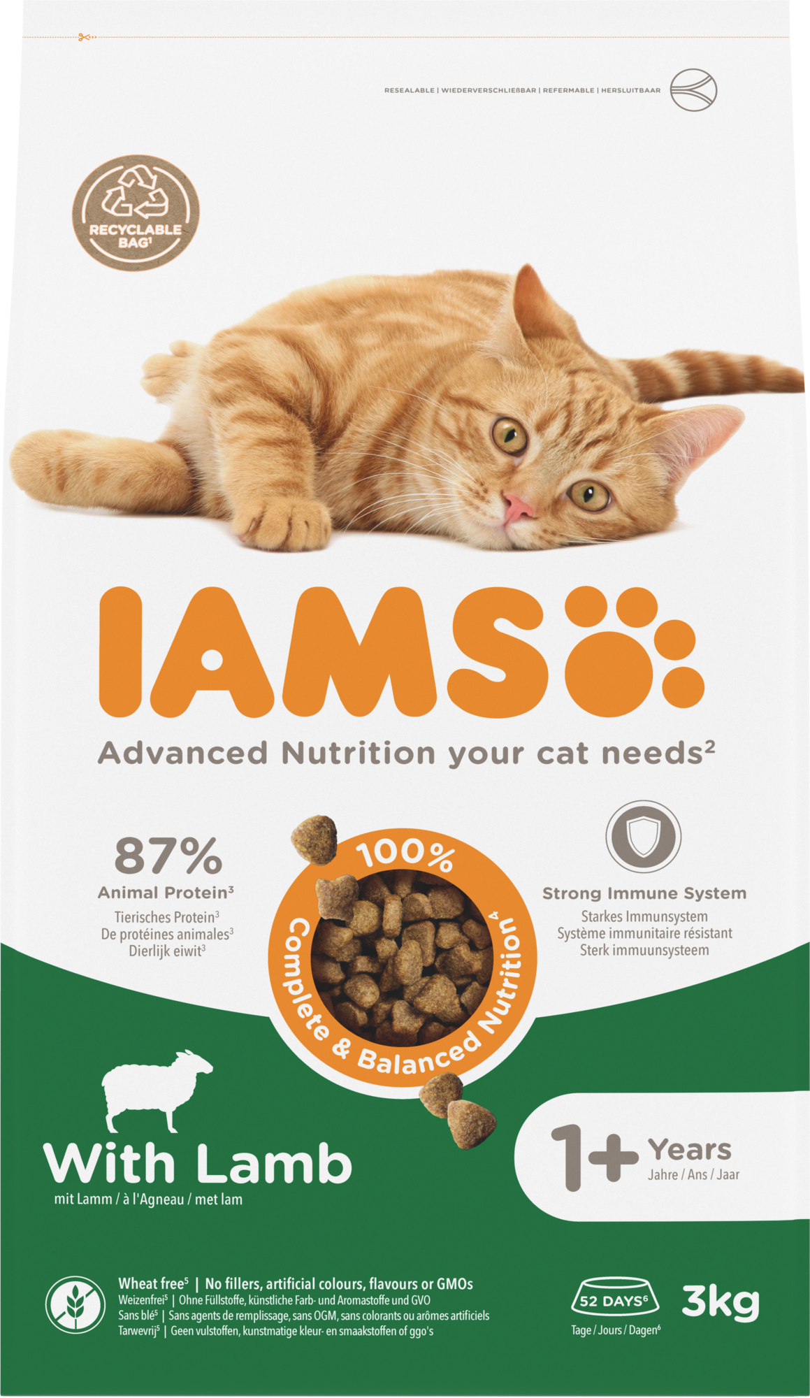 IAMS Adult Lam – Droog Kattenvoer – 3 kg