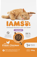 IAMS Adult Haarbalcontrole Kip – Droog Kattenvoer – 10 kg