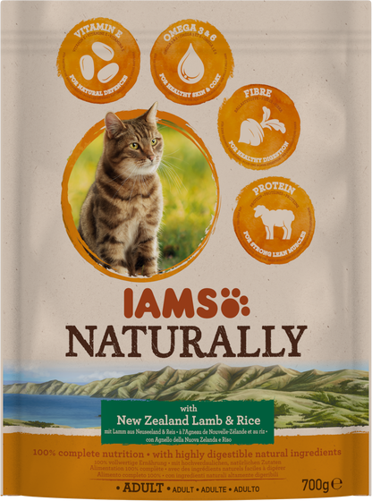 IAMS Naturally Adult Nieuw-Zeelands Lam & Rijst – Droog Kattenvoer – 700 g