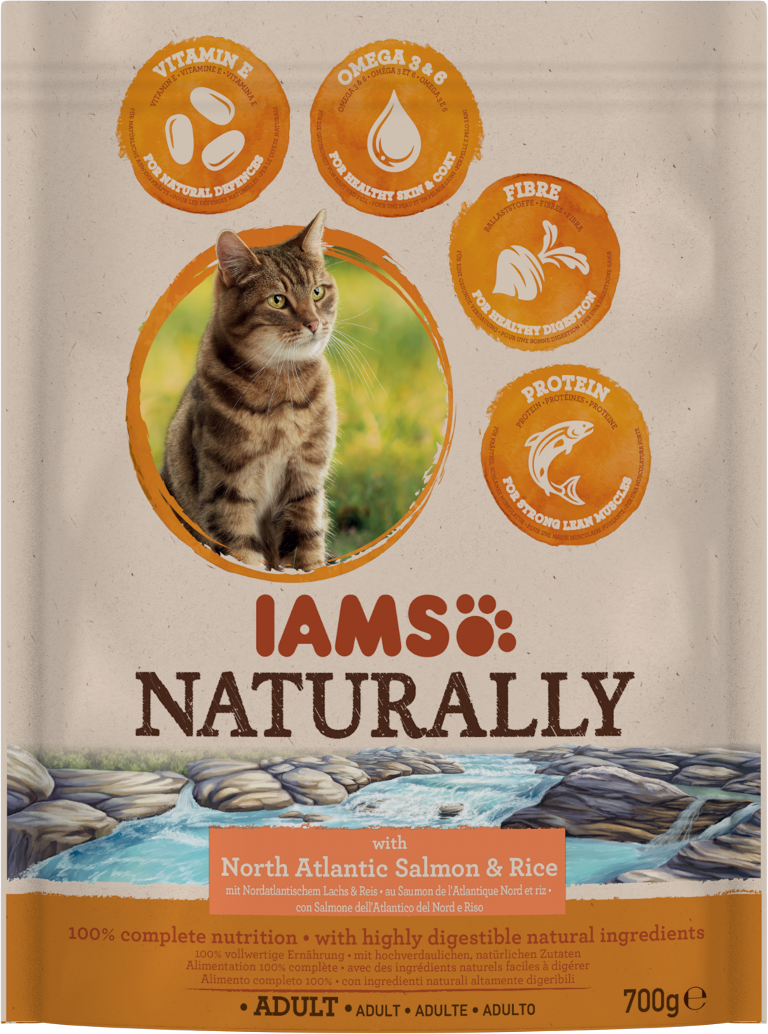 IAMS Naturally Adult Noord-Atlantisch Zalm & Rijst – Droog Kattenvoer – 700 g