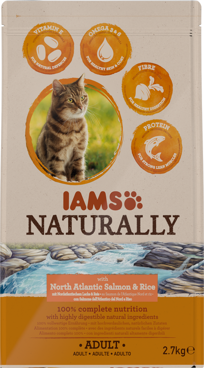 IAMS Naturally Adult Noord-Atlantisch Zalm & Rijst 2,7 kg
