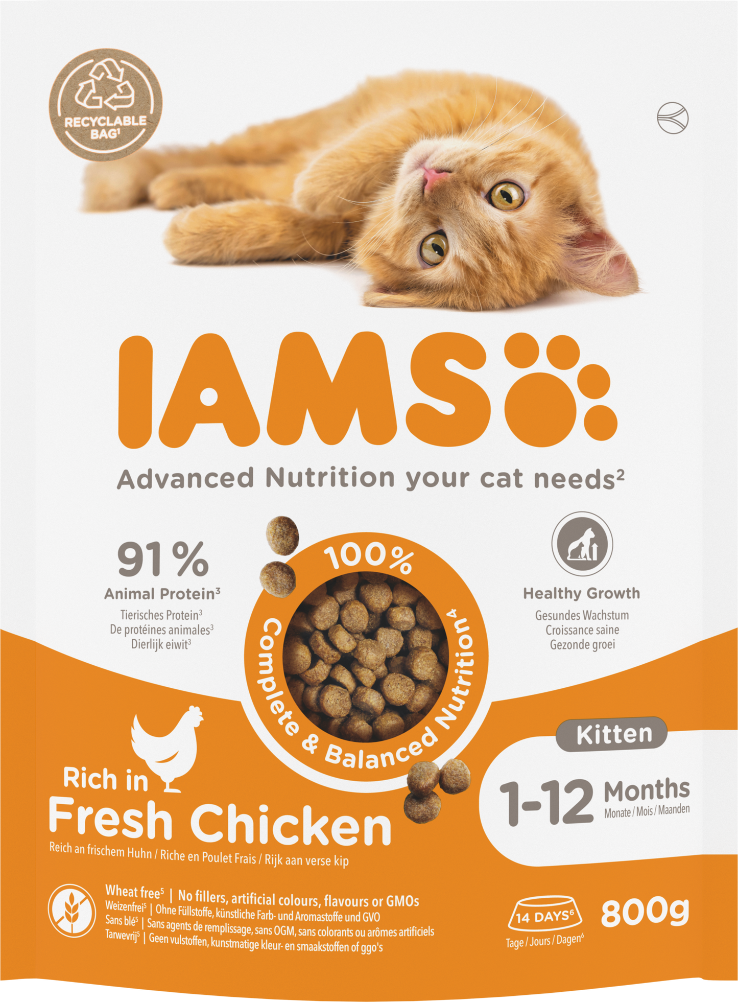 IAMS Kitten & Junior Kip – Droog Kattenvoer – 800 g