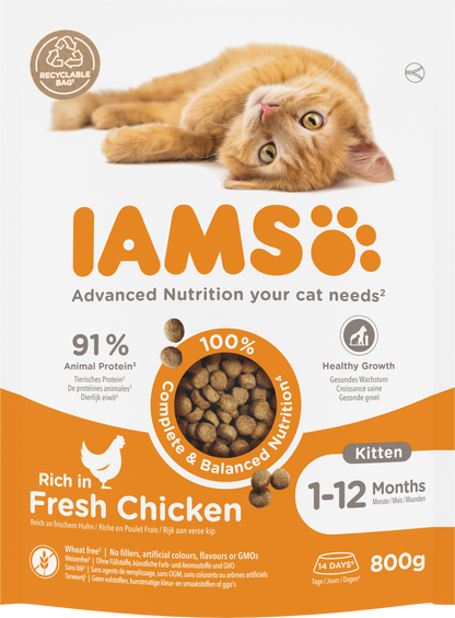 IAMS Kitten & Junior Kip – Droog Kattenvoer – 800 g