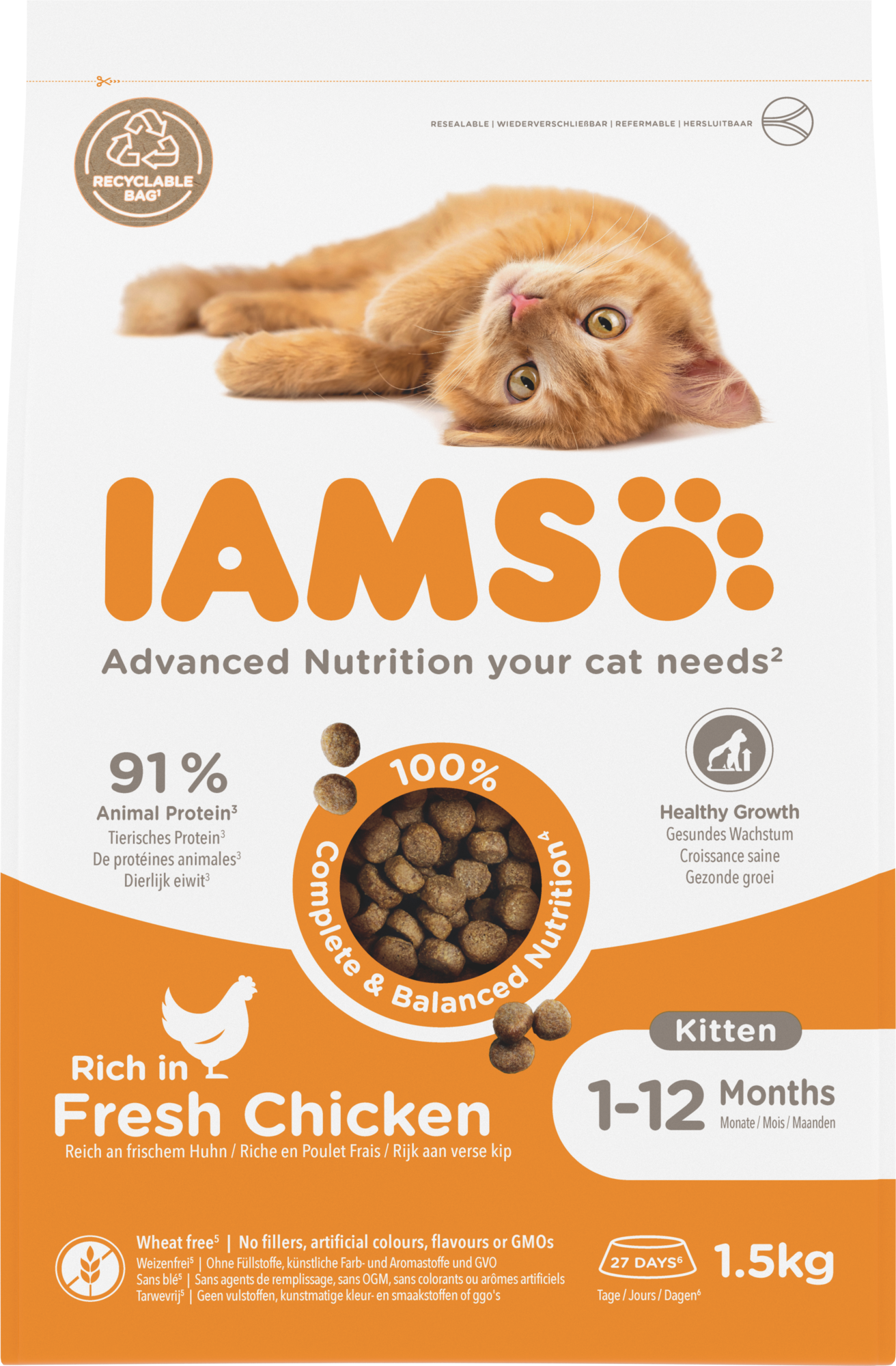 IAMS Kitten & Junior Kip – Droog Kattenvoer – 1,5 kg