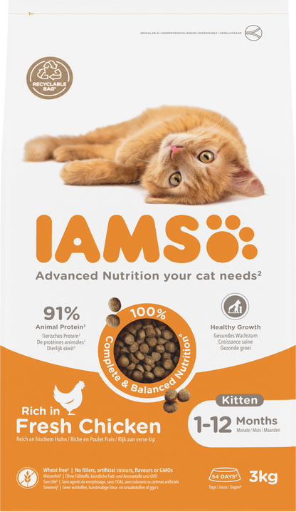 IAMS Kitten & Junior Kip droog kattenvoer 3 kg