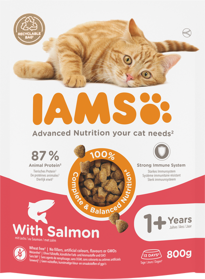 IAMS Adult Zalm – Droog Kattenvoer – 800 g