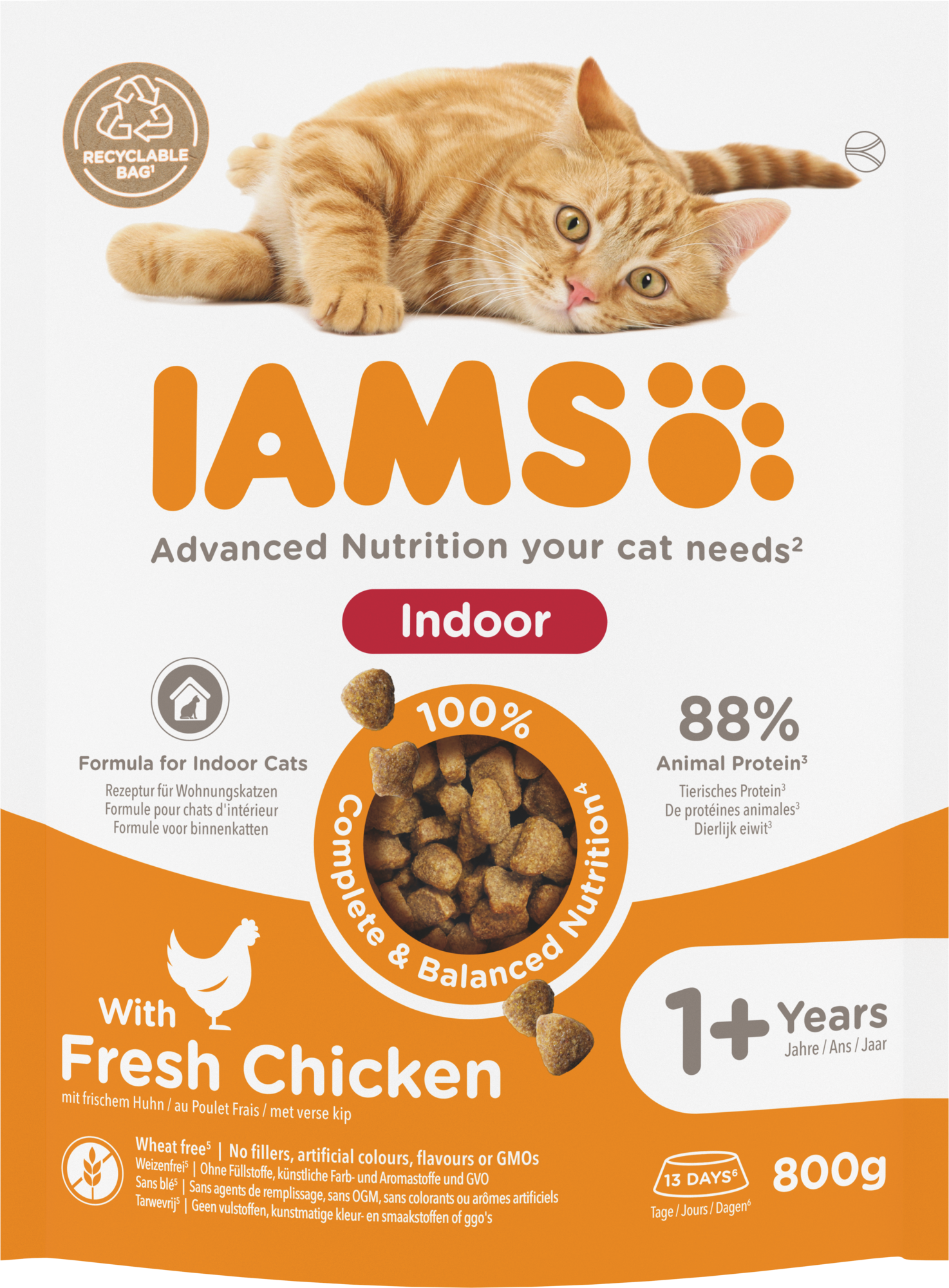 IAMS Adult Binnenkat Kip – Droog Kattenvoer – 800 g