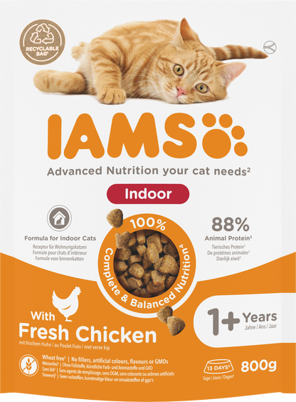 IAMS Adult Binnenkat Kip – Droog Kattenvoer – 800 g
