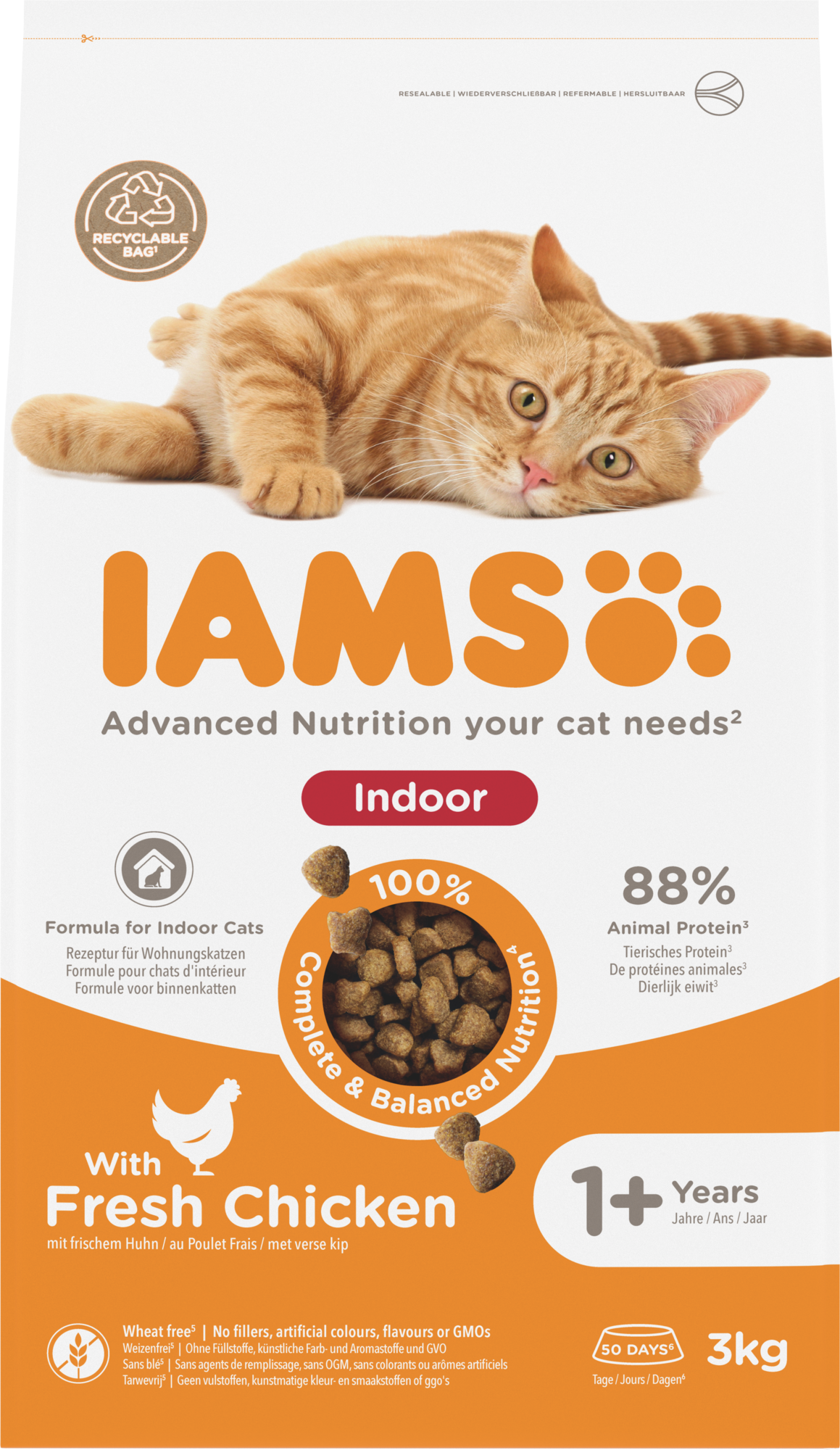 IAMS Adult Binnenkat Kip – Droog Kattenvoer – 3 kg