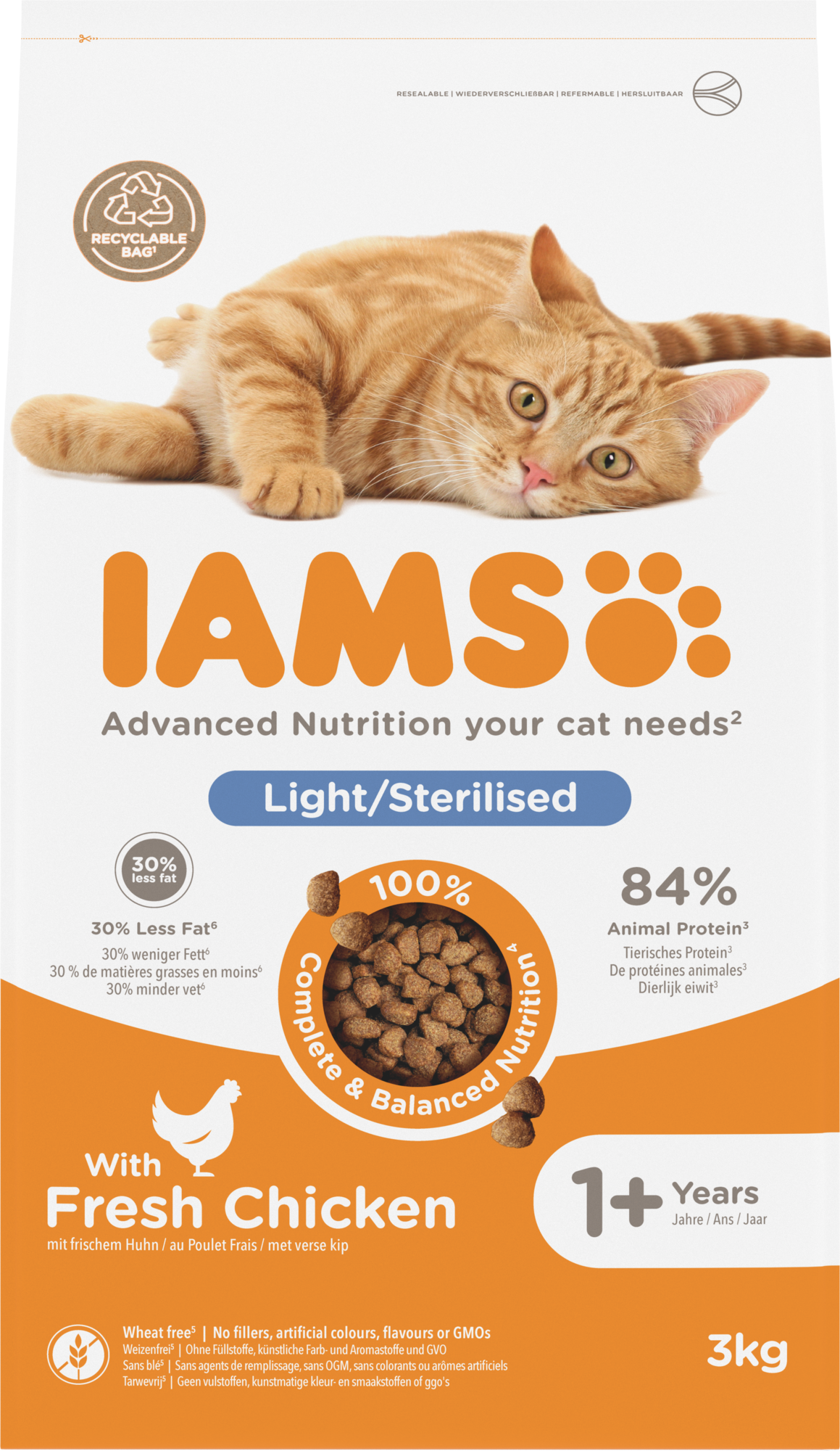 IAMS Adult Gesteriliseerd/Gewichtscontrole Kip – Droog Kattenvoer – 3 kg