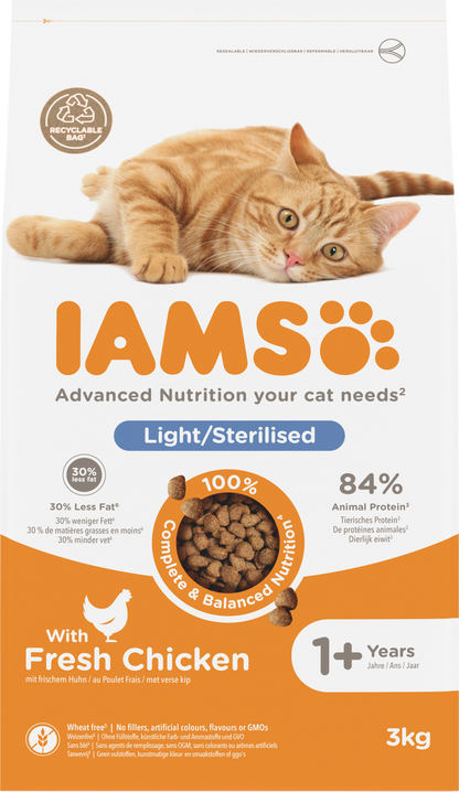 IAMS Adult Gesteriliseerd Kip droog kattenvoer 3 kg