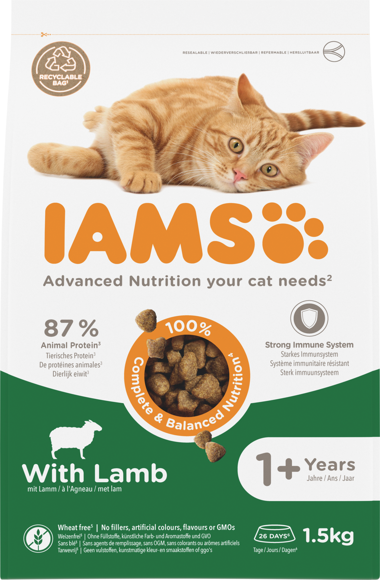 IAMS Adult Lam – Droog Kattenvoer – 1,5 kg