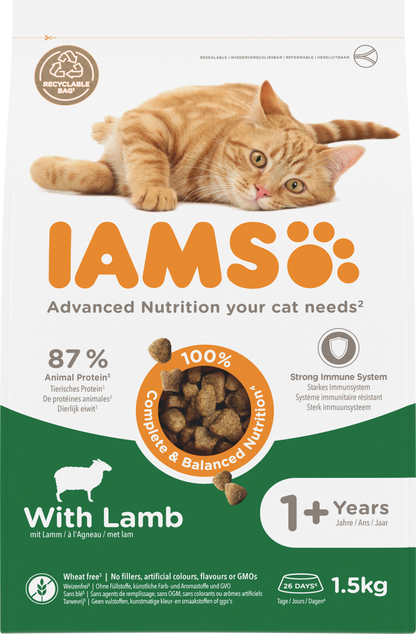IAMS Adult Lam – Droog Kattenvoer – 1,5 kg